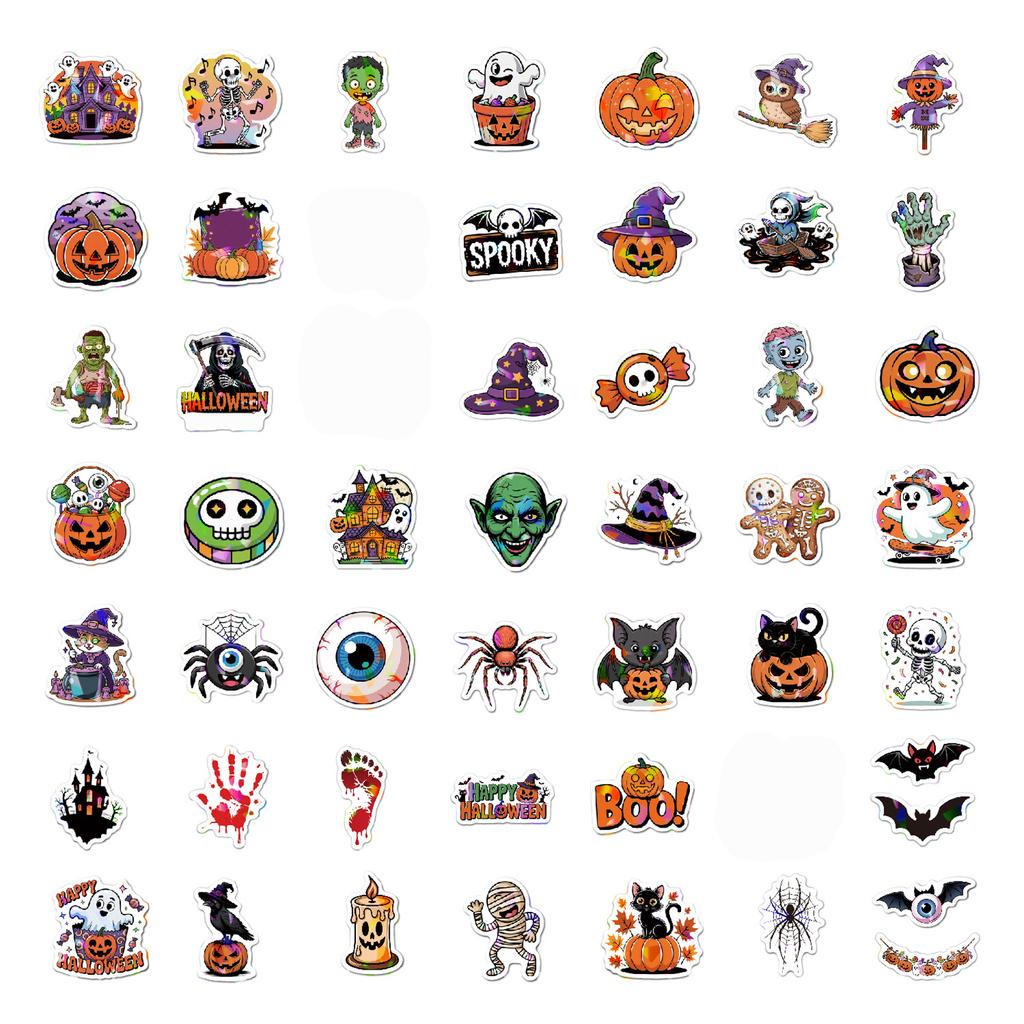 50 Pcs Halloween Stickers for Bottles, Gift Decor, Party Favors