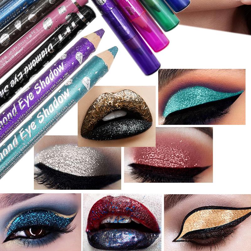Fashion Long Lasting Waterproof Glitter Pigment Colored Eyeliner Eye Shadow Eye Makeup Cosmetics
