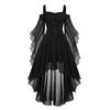 Women's Chiffon Off-Shoulder Gothic Dress with Butterfly Sleeves, Asymmetric Hem for Halloween