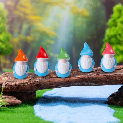 30Pcs Mini Christmas Hat Gnome Figurine Tiny Faceless Dwarf Resin Statue Miniature Colorful Hat Elf Ornament Fairy Garden Decoration