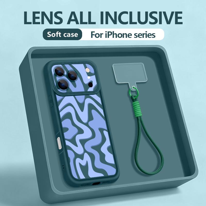 Colorful Stripe Printed With Strap Phone Case For iPhone 17 Pro Max Air 16e 16 15 14 Pro Max 13 12 Pro Shockproof Soft TPU Cover