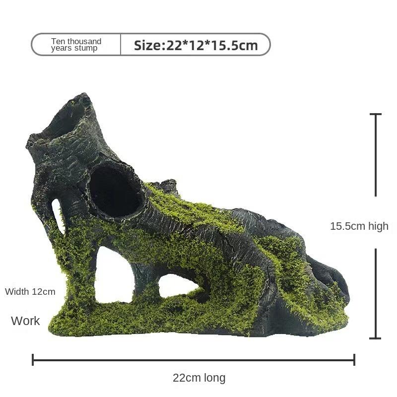 Résine Bois Coulé Mousse Aquarium Décoration de Paysage Ornements Flocage Trou d'Échappement Simulation Bois Mort Arbre Diamant