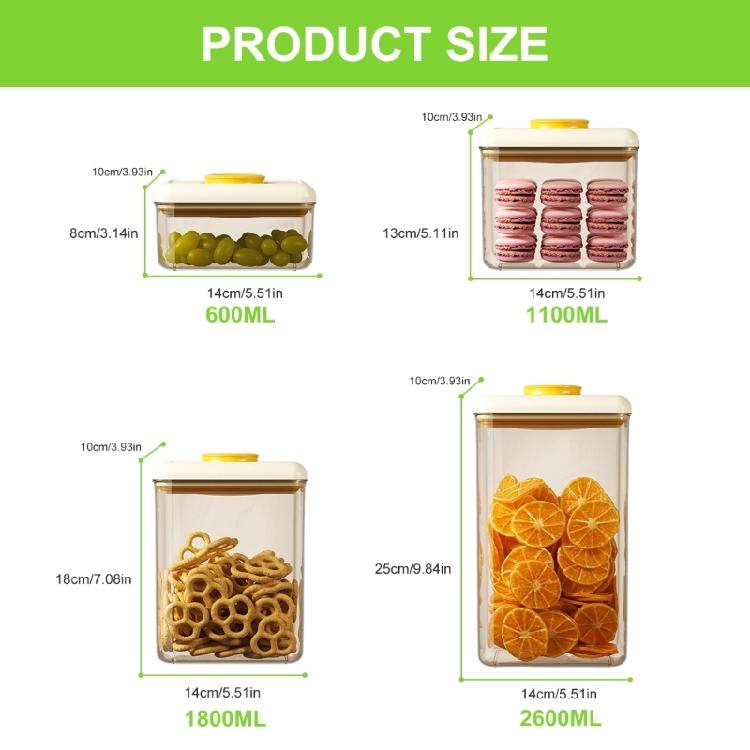 Rectangular Food Grade Storage Container Press Close Vacuum Seal Stackable Space Efficient Kitchen Organizers Use