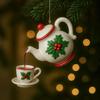 Christmas Teapot Ornament Vintage Christmas Tea Cup And Pot Hanging Decor with Pouring Tea Effect Gift for Tea Lovers
