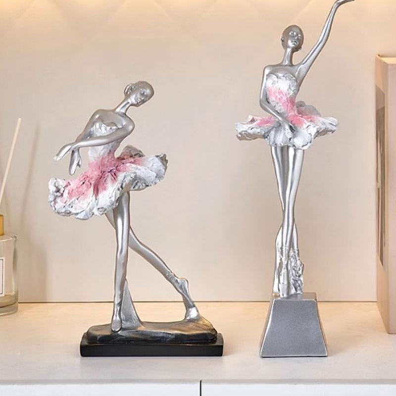 Ballet Dancer Figurine European Girl Dancer Ornament Figure Sculpture Craft For Table Bookcase Accent