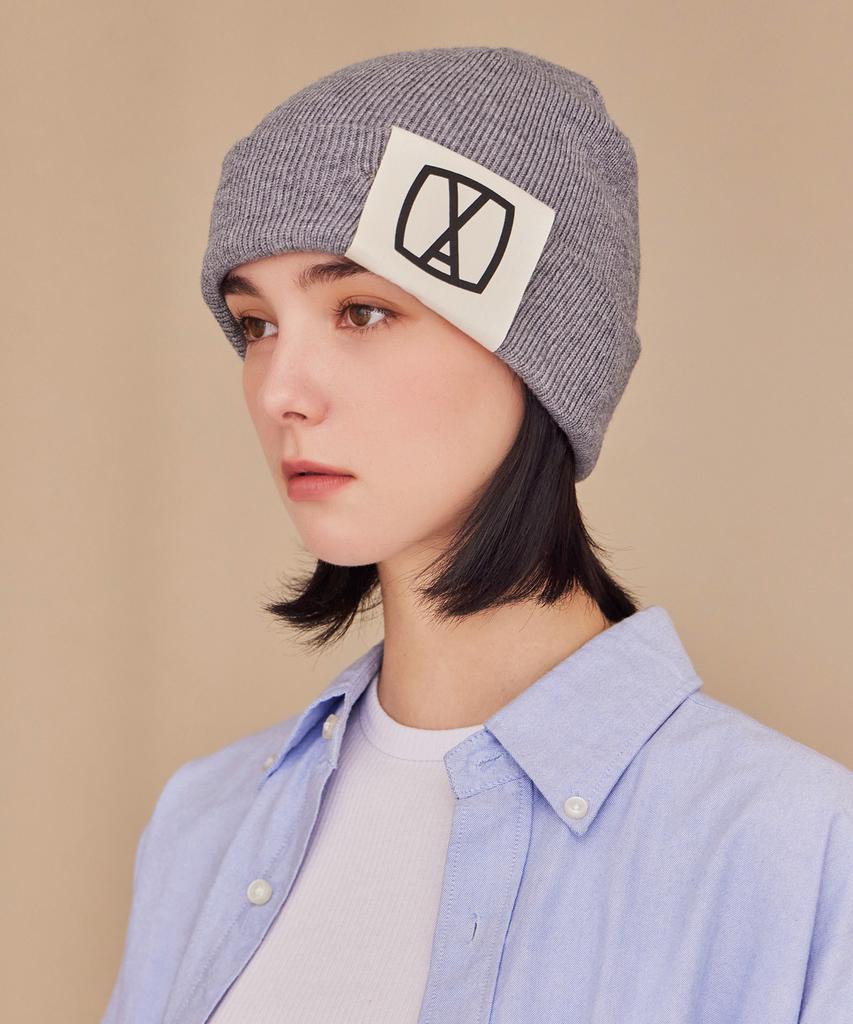 Bajal Va Square Big Label Beanie Gray