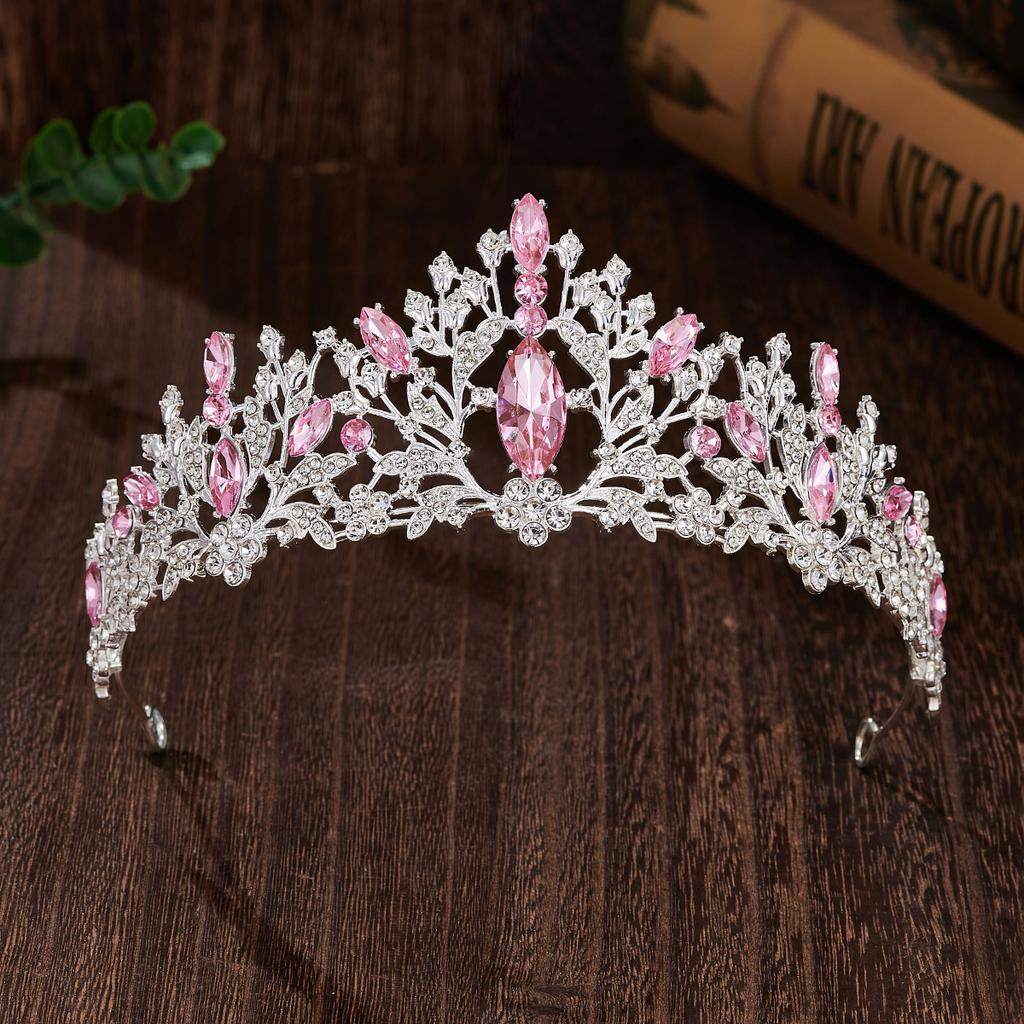 Colorful Rhinestone Bride's Crown Retro Style  Golden Wedding Design  Alloy Crown Headwear  Dress Accessories