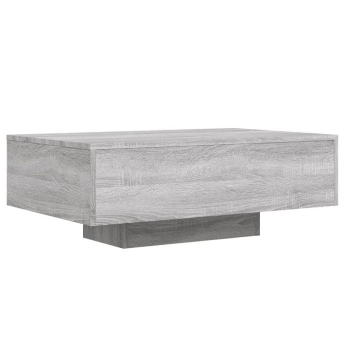 VidaXL Table Basse avec Lumières LED, Table d'Appoint, Bout de Canapé, Meuble de Salon Salle de Séjour, Moderne, Sonoma Gris 836614