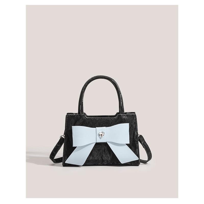 Pure Aesthetic Sweet Bow Decor Ladies Handbag, Luxury Texture Multiway Top Handle Crossbody Purse For Daily Matching