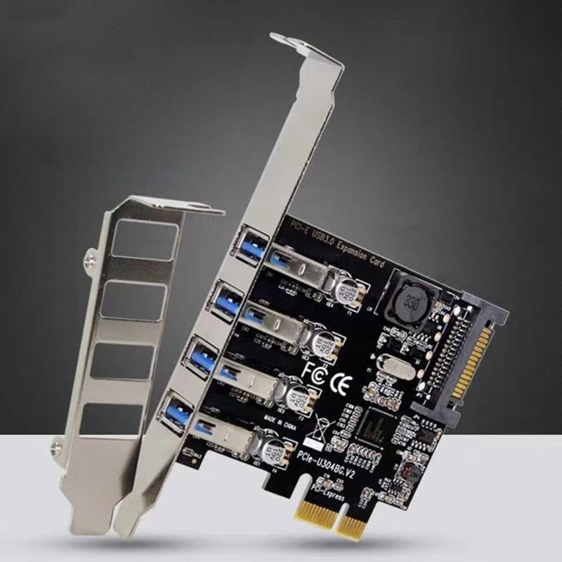 PCI-E To USB 3.0 Adapter 4-Ports 5Gbps Self-Powered USB 3.0 PCI  Pansion Card with 15 Pin Connector for