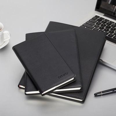 A5 Super Thick Business Notebook - B5 Black Leather Cover for Meetings and Office Records