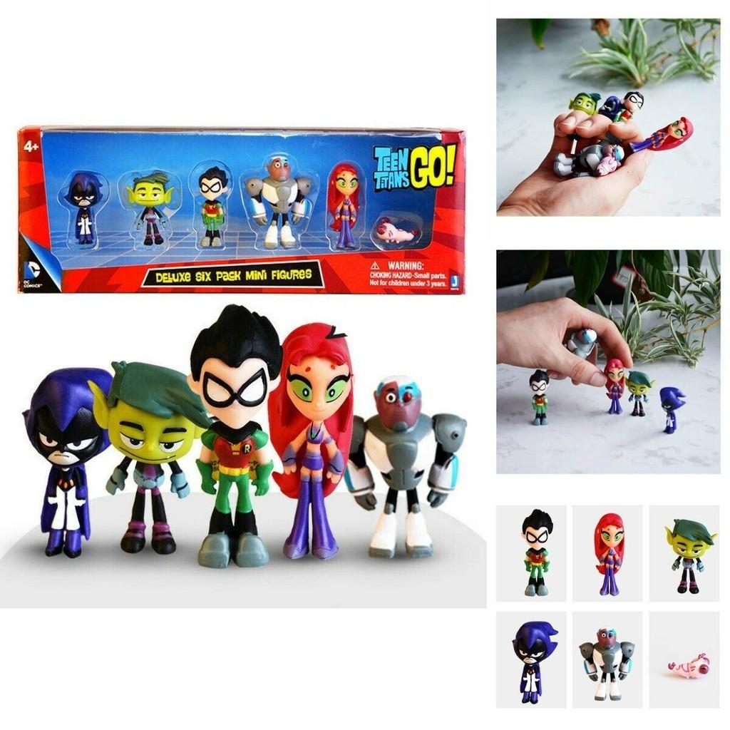 Vibrant Teen Titans Go Figure Set Featuring Robin Raven Beast Boy Starfire Collectibles