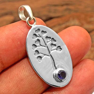 Gioielli Fatti a Mano in Argento Sterling 925, Ciondolo Iolite, Regalo per la Festa della Mamma, Ciondolo con Pietra Preziosa, Ciondolo in Argento