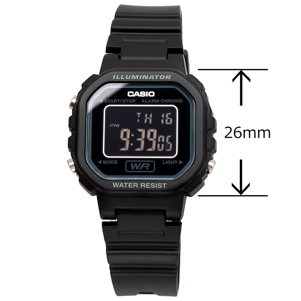 Casio LA-20WH-1B Digital Watch for Women, Girls, and Kids, Full Black, Inverted LCD Display, Overseas Model [Parallel Import]