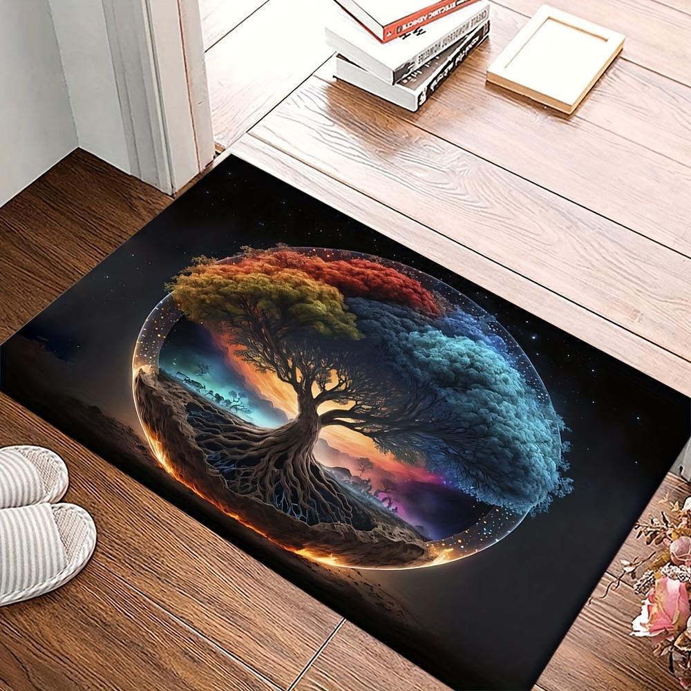 Tree of Life Rug: Cosmic Balance for Spiritual Spaces | Inspirational Interior Design Anti slip carpet can be machine washed