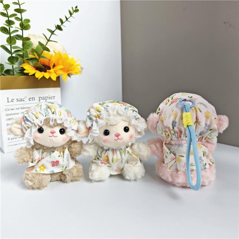 Cute Soft Lamb Plush Keychain With Floral Bonnet And Dress Perfect For Kids Girls Birthday Backpack Decor