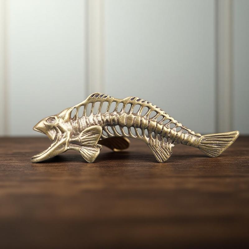 Legierung Retro Fischskelett Ornament Handgeschnitzt Exquisite Vintage-Oberfläche für Haus Schreibtisch Büro Arbeitszimmer Dekoration