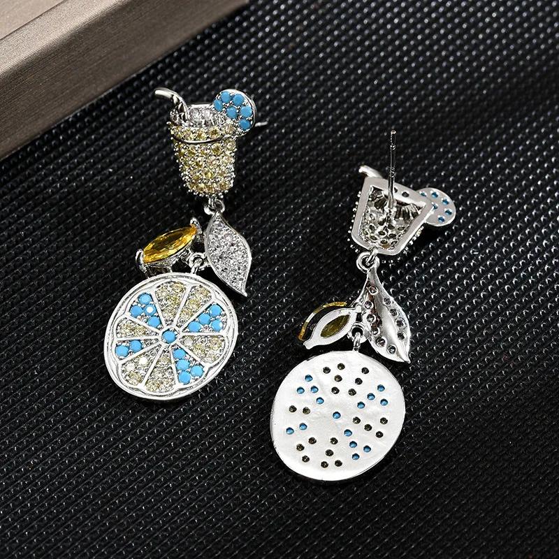 Neue europäische und amerikanische Modeohrringe Lange Sommer-Zitronentee-Ohrringe Frische und süße Ohrringe Ohrringe für Damen