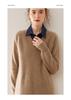 2024 Autumn Winter Women's V-Neck Cashmere Long Sleeve Sweater and Mid-Length Wool Skirt Set