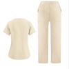 Ladies' Loose And Comfortable V-neck Short Sleeved Workwear With Multiple Pockets Suit Set