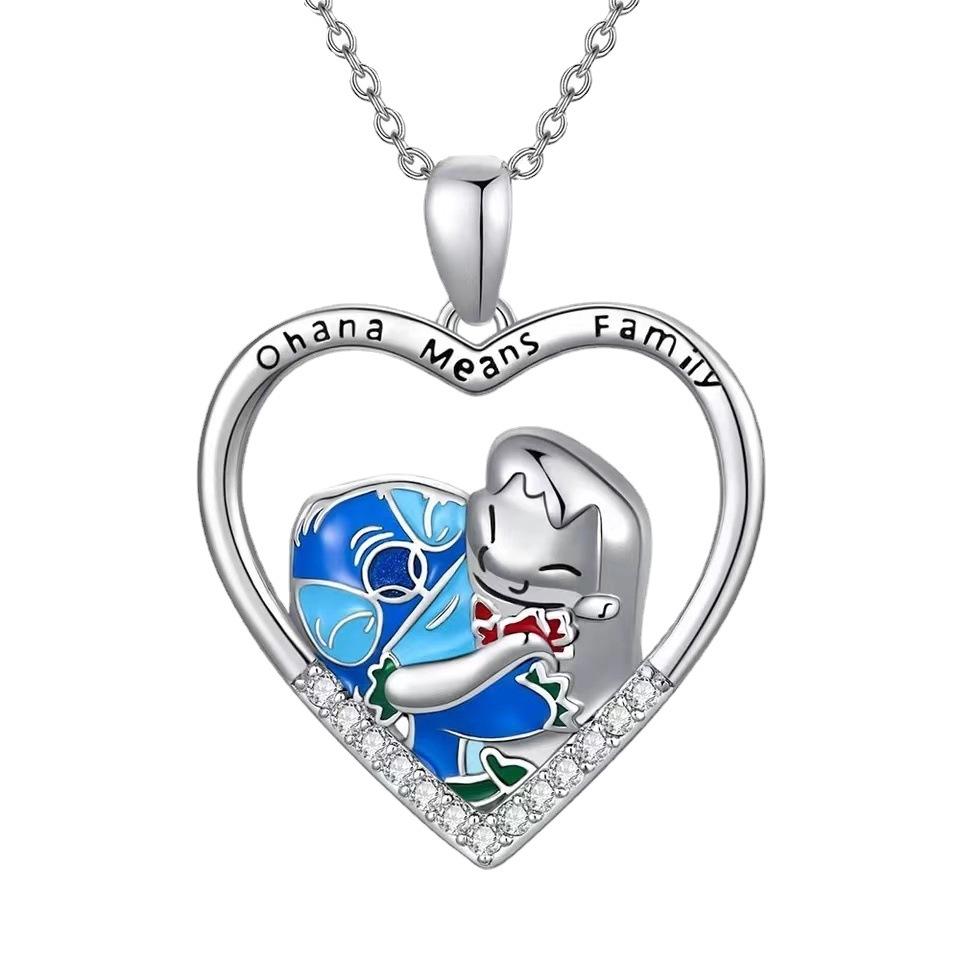 Cartoon Cute Little Bear and Little Girl Friendship Necklace Fashion Festival Gift Pendant 60CM