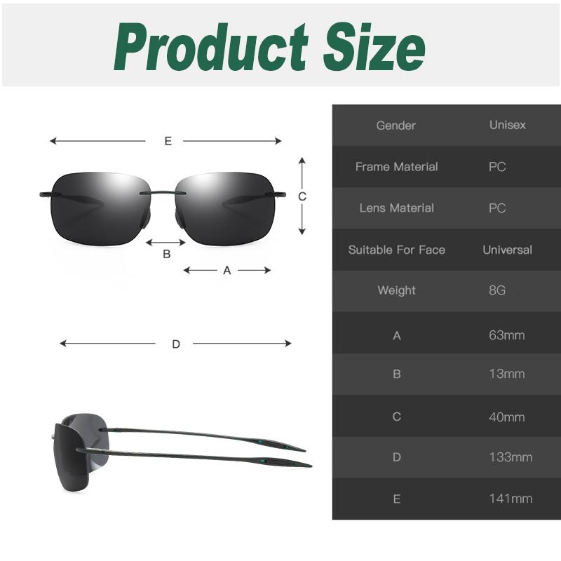 DUBERY Herren Randlose Sonnenbrille Driving Shades Outdoor Sport Angeln Sonnenbrille Ultraleichter Rahmen UV400