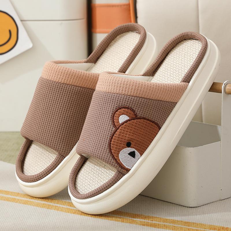 Oddychająca mieszanka bawełny kapcie kobiety mężczyźni pantofelek miękka podeszwa Cartoon Design Lovers buty na podłogę w domu Miłośnicy mody slajdy
