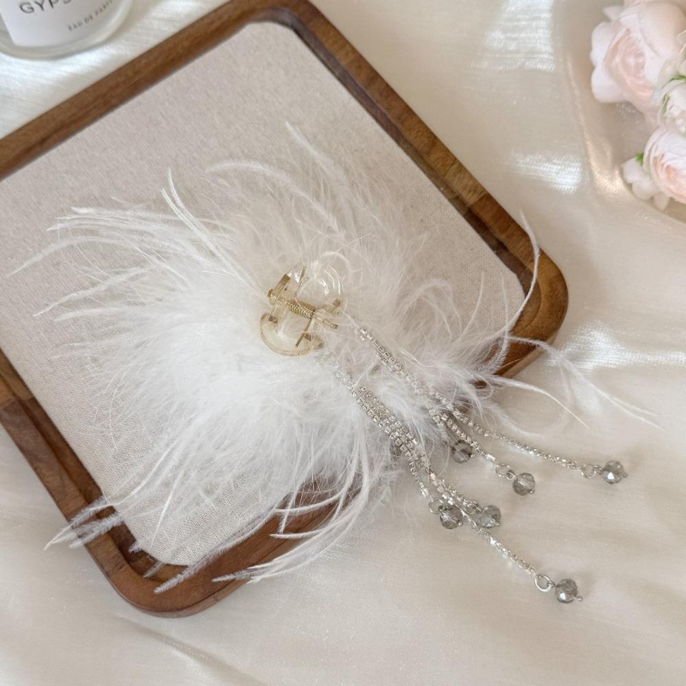 Autumn and Winter New Style Super Fairy Feather Catch Clip Large Hair Volume Large Back of The Head Shark Clip Pure Desire Wind Hair Clip Headdress