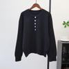 Autumn and winter new solid color loose high-end knitted sweater top lazy wind soft waxy sweater pullover woman