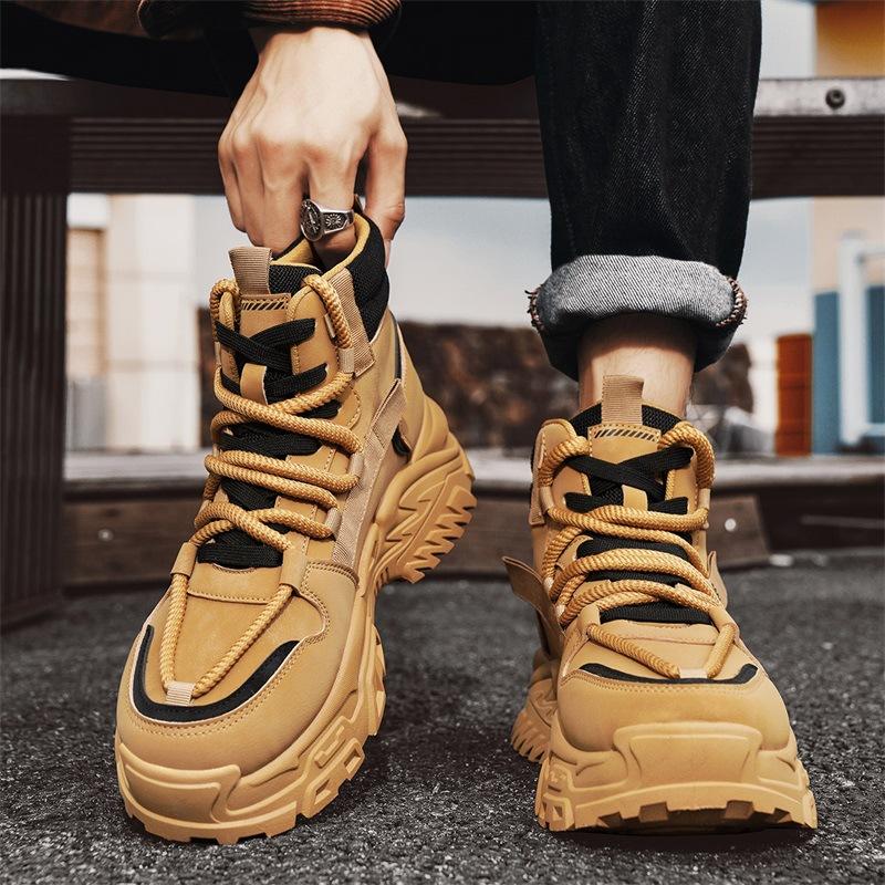 Autumn high-top British style retro board shoes outdoor mountaineering sports platform heightening Martin shoes