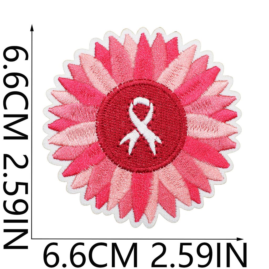 Health Day Embroidery Sticker Caring For Women Zhang Zai Computer Embroidery Label Clothes Bag Decoration Pink Ribbon Patch Sticker
