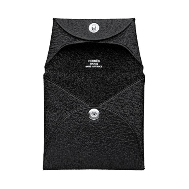 Hermes Bastia Mysore Noir Goat Leather Coin Purse Card Holder Wallet Women Wallet Black H039759CK89
