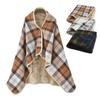 [Kopi] [Featured In CREA X Natural Life] Wearable Poncho Blanket, Large Size 100x140cm, Check Pattern, Loungewear, Lightweight, Warm, Unisex, Brown