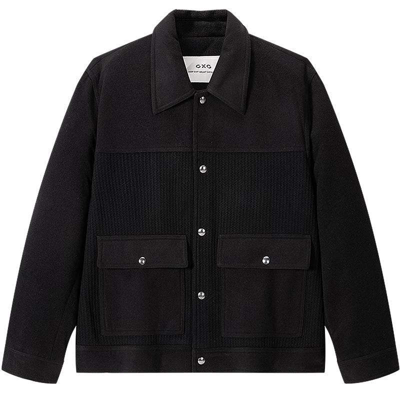 

GXG Men s Classic Outline Metal Snap Button Short Coat S