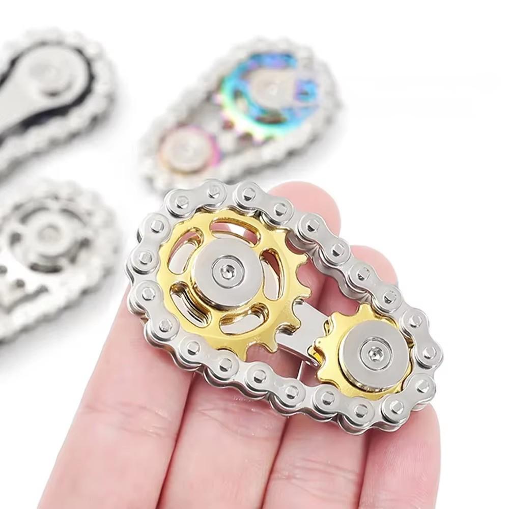 Fidget Chain,Sensory Bike Chain EDC Anti Stress Relief Anxiety Metal Fidget Finger Hand Spinner Toys For Kids Adults ADHD Autism