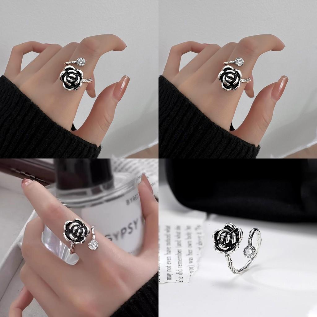 Einzigartiger Vintage Kamelienring für Damen Stilvolles Verstellbares Offener Finger Modeaccessoire