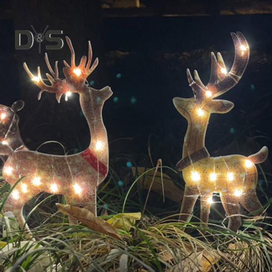 Christmas Lighted Reindeer Decorations Glowing Plastic Deer Ornaments with LED Lights for Indoor Outdoor Holiday Display