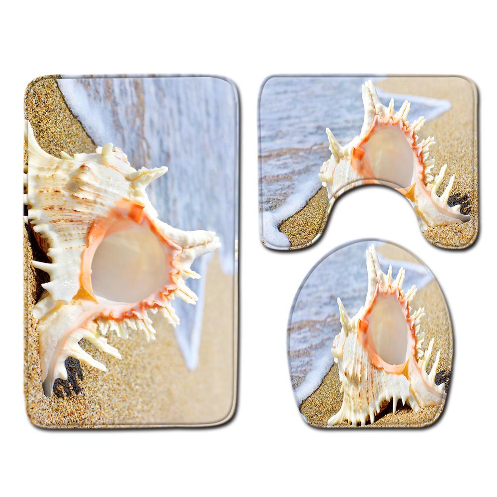 Shell Bathroom Floor Mat Toilet Three-Piece Set