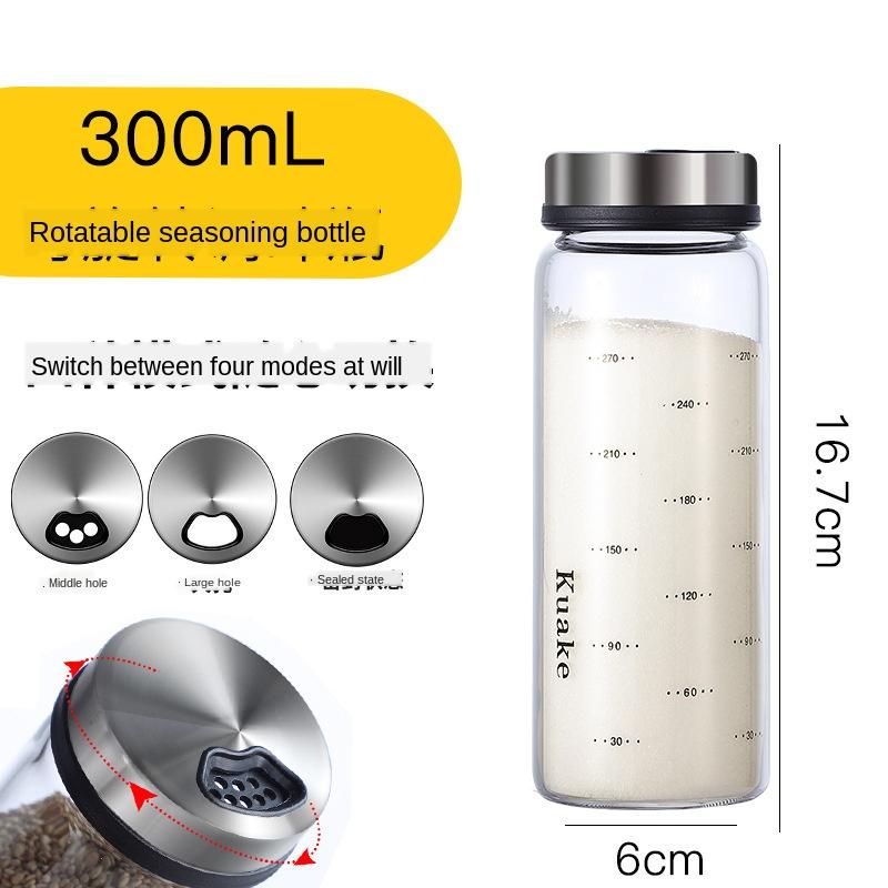 Holaroom High Borosilicate Glass Seasoning Can Salt Sesame Solid Condiment Seal Bottle Pepper Spice Shaker With Rotary ZM919