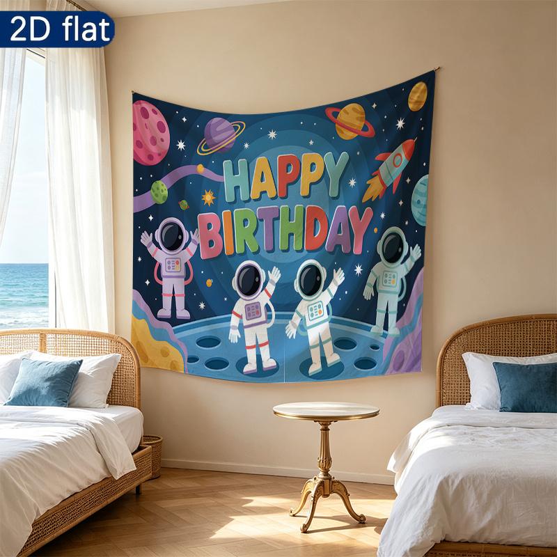 Space Birthday Backdrop 1pc - Polyester Background