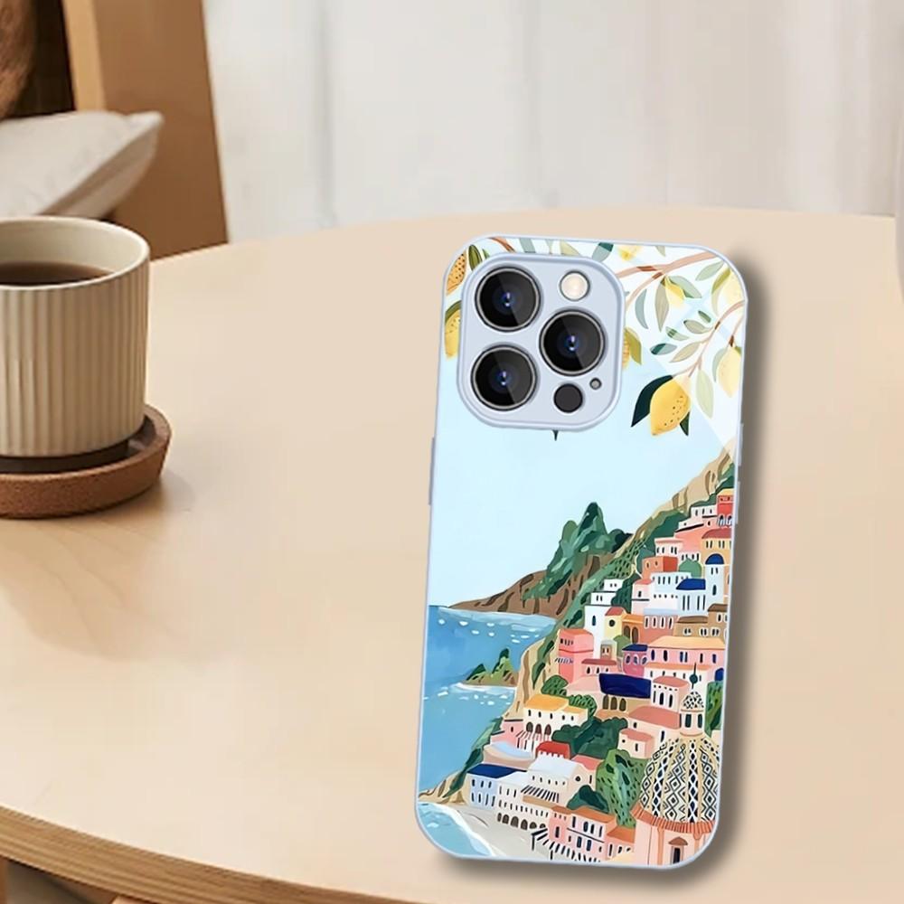 Landscape Nordic Barcelona Budapest Gardasee Phone Case For iPhone Mini 11 12 13 14 Pro XS Max X Plus SE XR Tempered Glass Cover