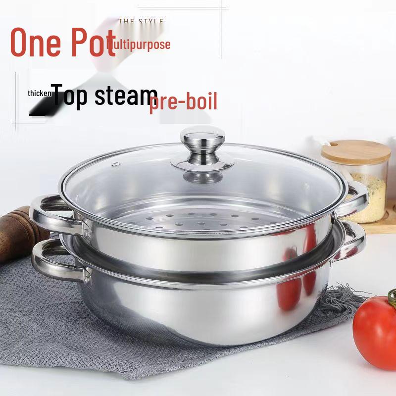 ZISIZ Double-Layer Steamer & Soup Pot, 28cm