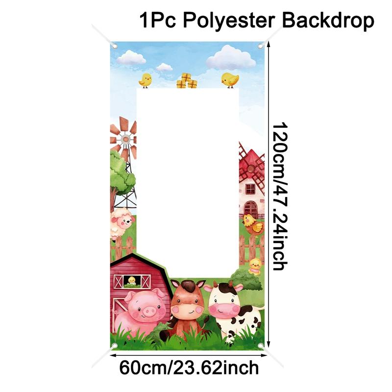 

Farm Party Photo Booth Props Background Farm Photography Props Photo Booth for Birthday Baby Shower Party Supplies Backdrop