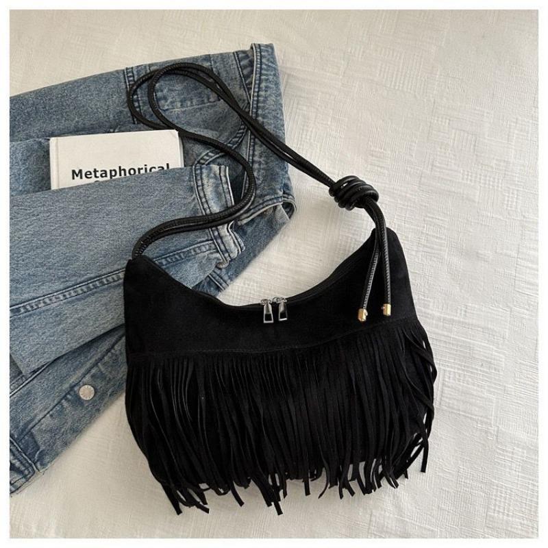 Fringe Bag, Vintage Matte Handbag, Large Capacity, New Design, Fashionable Commuter Crossbody Bag, Casual and Versatile Women's Handbag
