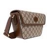 Gucci Interlocking Double G Oval Tag Trapezoidal Leather And Canvas Crossbody Shoulder Bag Men bags 715767-92THG-8563