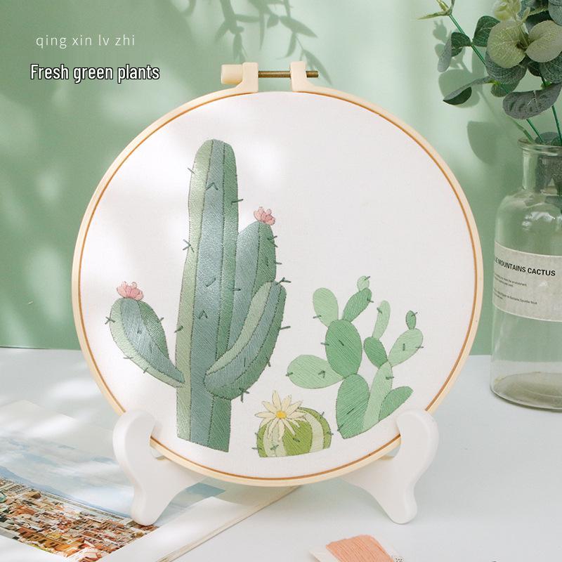 Nordic DIY Embroidery Kit: Beginner's Fresh Floral Fabric Art Set