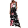 Wide Leg Overalls For Women Casual Loose Sleeveless Jumpsuits Retro Print Button Long Pant Romper Jumpsuit With Pockets