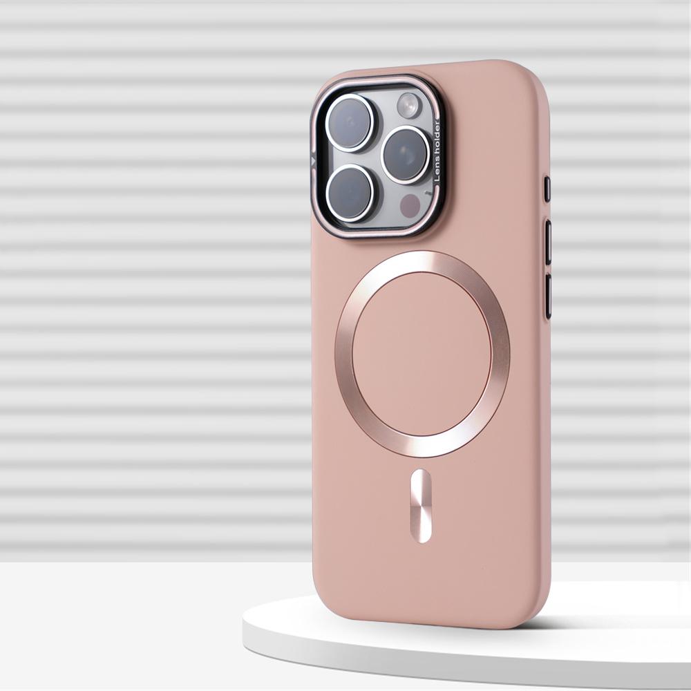 Luxury Alloy Lens Holder Slim Magnetic Hard Case For iPhone 16 15 Pro Max 14 13 For Magsafe Wireless Charge Solid Color Cover