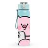 1PC Pink Pig Take Selfie Funny Cartoon Print 750ml Color Plastic Sports Water Bottle Leakproof Flip Straw Lid Suitable for Sports Office Home Use