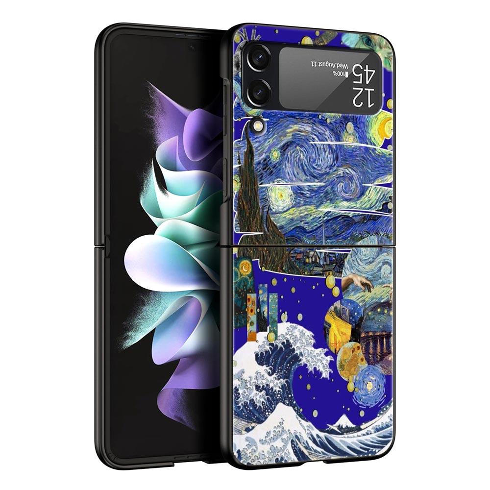 

Art Aesthetic Vincent Van Gogh Starry For Samsung Galaxy Z Flip 3 4 5 Hard Folding Phone Case For Samsung Z Flip3 Flip4 Cover Galaxy Z Flip 5